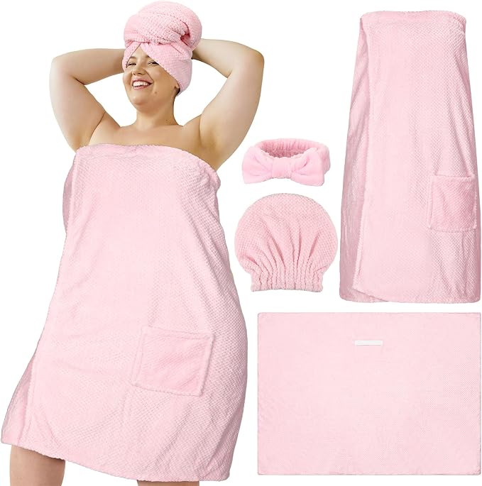 Tigeen Plus Size Towel Wrap for Women Spa Robe Set by Tigeen
