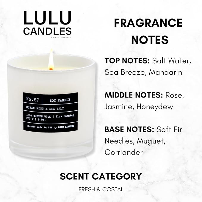 Lulu Candles | Ocean Mist & Sea Salt | Luxury Scented Soy Jar Candle | Hand - Image 2