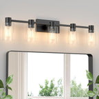 5-Light Modern Vanity Light Fixtures Over Mirror, Matte Black Bathroom Light by Esfos