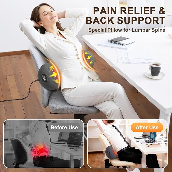 3-in-1 Electric Lumbar Support Pillow, Triple Fusion Back Massager - Image 7