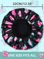 Years calm Terry Lined Shower Cap, Triple Layer Heart Motifs, Waterproof - Image 2