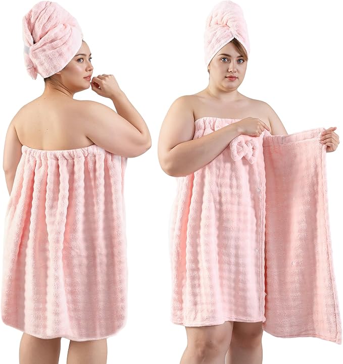 REDKISS Pink Plus Size Towel Wrap by REDKISSOnline