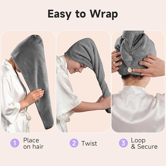 Umisleep 2 Pack Microfiber Hair Towel Wrap - Image 6