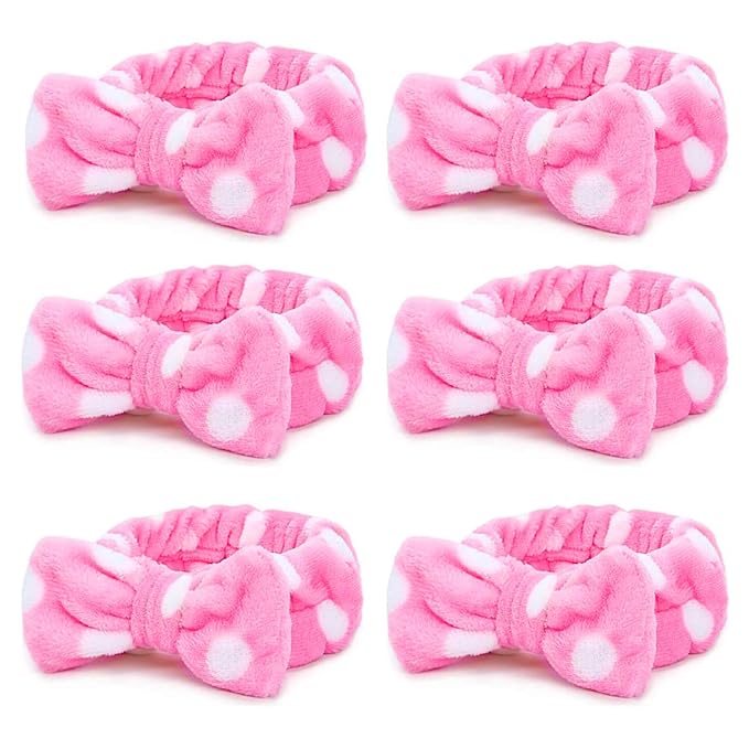 Casoty 6 Pcs Makeup Hair Headbands, Soft Coral Fleece Spa Headband by Casoty