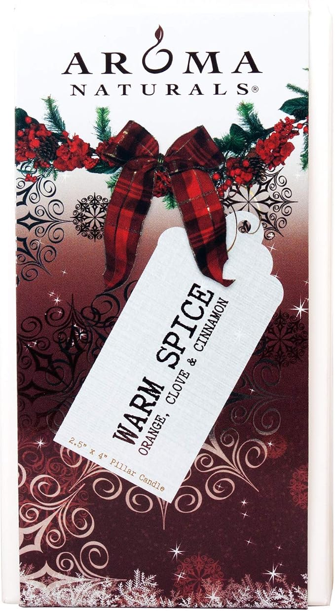 Aroma Naturals Holiday Orange, Clove and Cinnamon Essential Oil Scented Pillar - Image 2
