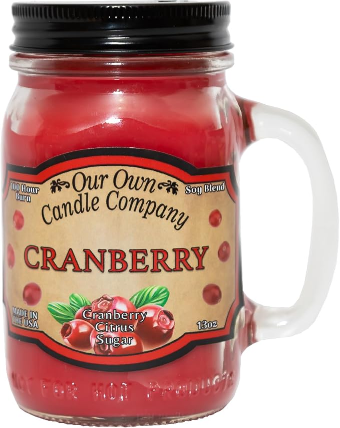 Our Own Candle Company, Cranberry Scented Mason Jar Candle, 100 Hour Burn Time by OurOwnCandleCompanycandles