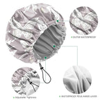 2 PCS Shower Cap Waterproof Double Layer Elastic Adjustable Reusable Hair Bath - Image 3