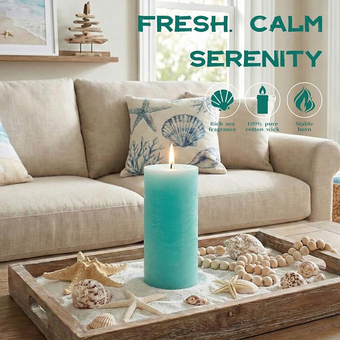 Ocean Breeze Scented Pillar Candle - Image 4