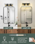 Bathroom Light Fixtures, 3-Light Black and Gold Bathroom Vanity Light, Modern - Image 4