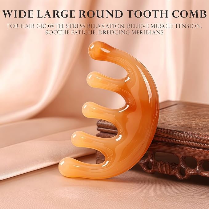 Scalp Massager for Hair Growth Resin Manual Head Scalp Massage Tool Wide Tooth - Image 4