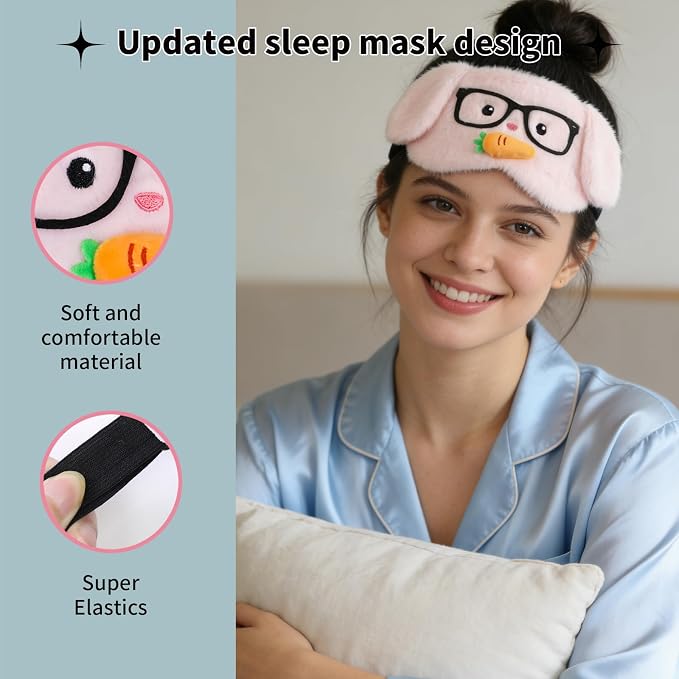 PERFECTSIGHT Sleep Eye Masks, Cute Plush Sleep Eye Cover Lightweight Adjustable - Image 4