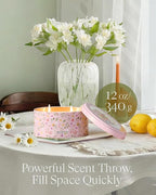 M&SENSE Dual-Wick Peony Scented Candle 12oz, 2 Wick Spring Soy Candles - Image 5