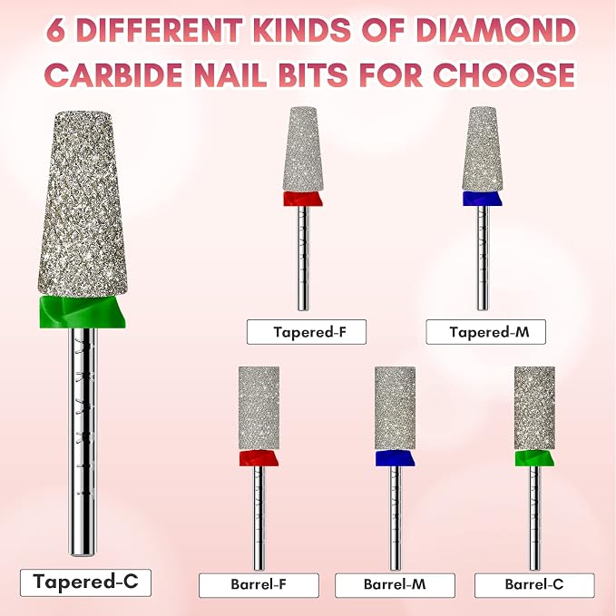 Makartt Nail Drill Bits, Tapered Barrel Carbide Diamond Sanding Bit - Image 8