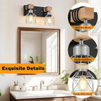 FadimiKoo Farmhouse Bathroom Light Fixtures, Rustic 2-Light Wood Vanity Lights - Image 3