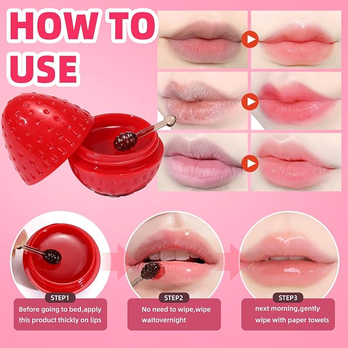 4 PCS Bee Lip Balm Lip Mask Fruit Pot, Lip Balm - Image 5