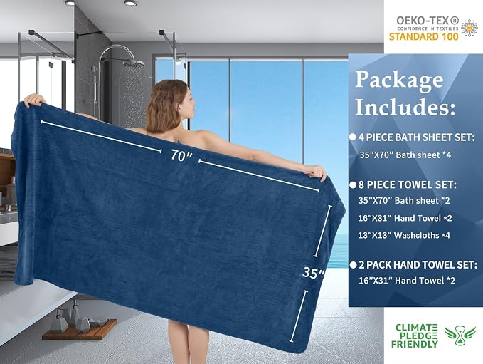 Extra Large Bath Sheet Set of 4, Ultra Soft Fluffy Towel, 35”x 70”Oversized - Image 5