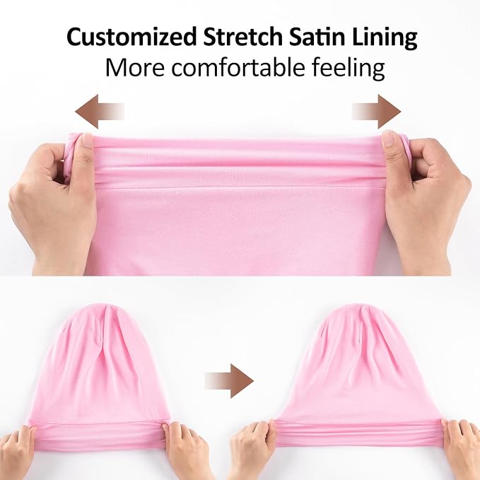 Satin Bonnet Silk Lined Sleep Cap- Adjustable Hair Cover - Image 5