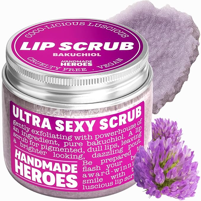 Handmade Heroes Bakuchiol Lip Scrub 1 fl oz Deep Conditioning Lip Plumper Helps by HandmadeHeroes