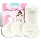 60-Count Compressed Facial Sponges|100% Natural Kickleen Cellulose Cosmetic Spa by KICKLEEN