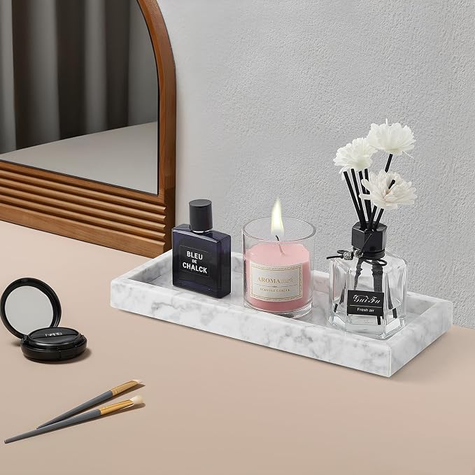Real Natural Small Marble Tray for Bathroom, Kitchen and Desktop, Rectangle - Image 7