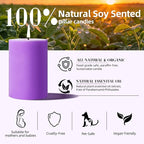 4 Pack Lilac Scented Soy Pillar Candle 2.8x4In, 240H Long Burn, Natural Spring - Image 3
