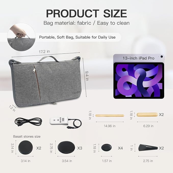Massage Stones Set with Warmer Kit Hot Rocks Bamboo - Image 6