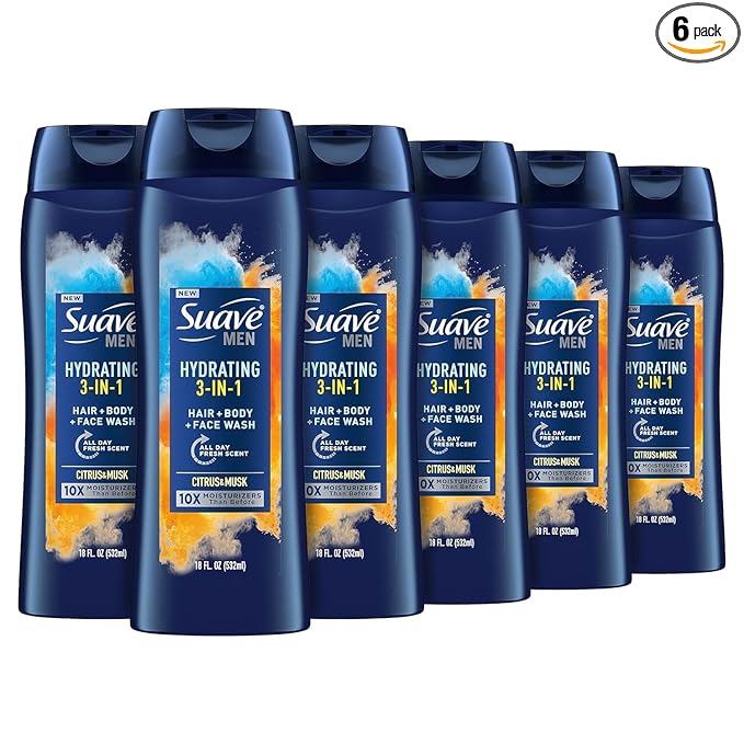 Suave Men Moisturizing Body, Face and Hair Wash, 3-in-1 by Suave