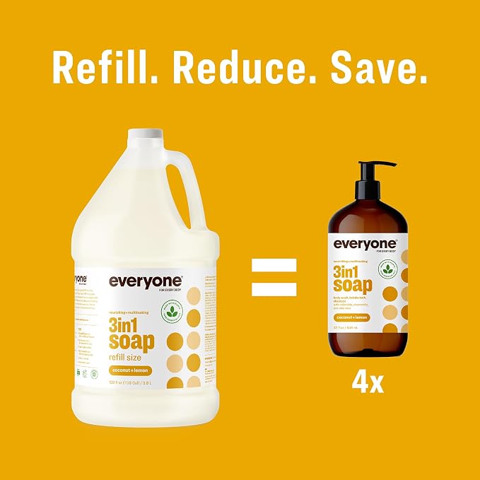 Everyone 3-in-1 Soap, Body Wash, Bubble Bath, 1 Gallon, Coconut and Lemon - Image 6
