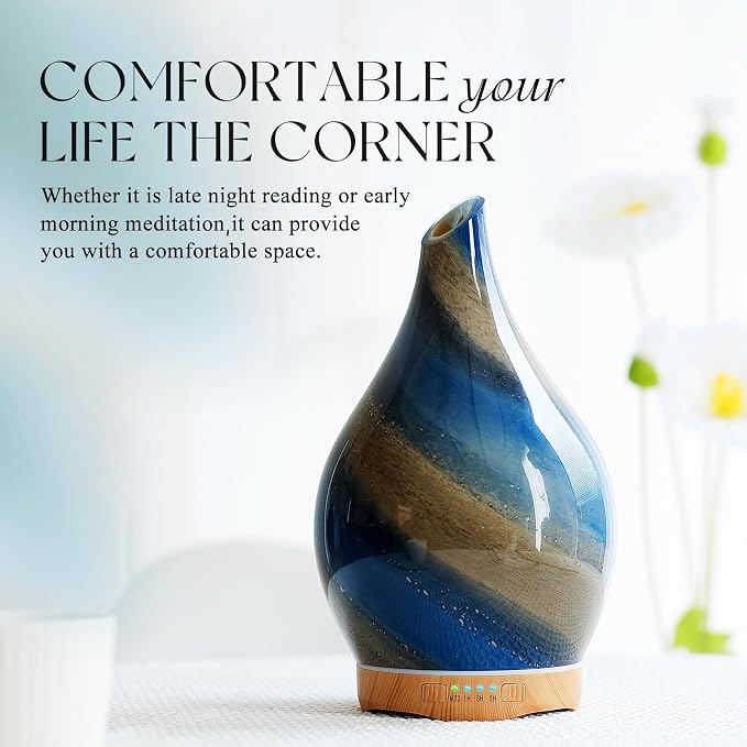 Porseme 280ml Essential Oil Diffuser Glass Color Changing Aroma Air Diffusers - Image 4