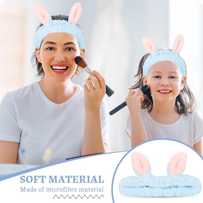 Cute Blue Rabbit Ears Headband Frog Eye Elastic to Wash Face - Image 6