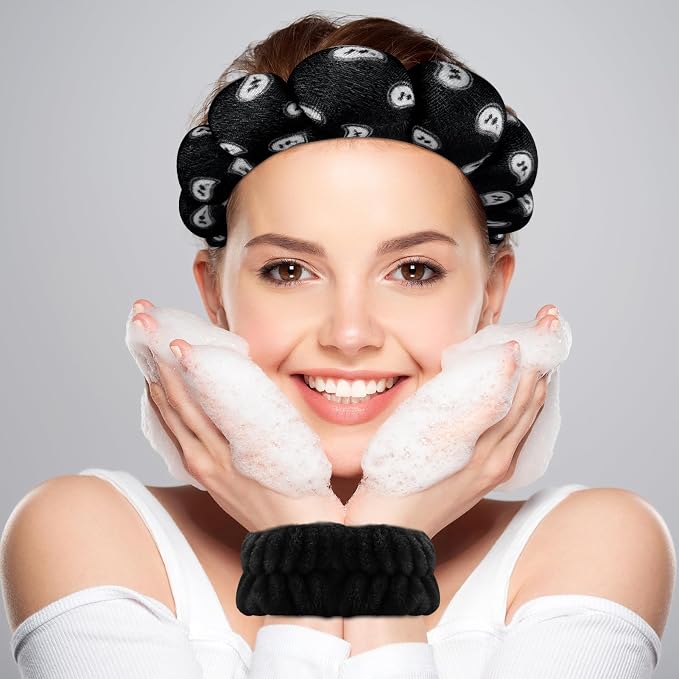 Zkptops Spa Headband for Washing Face Wristband Set Sponge Makeup - Image 2