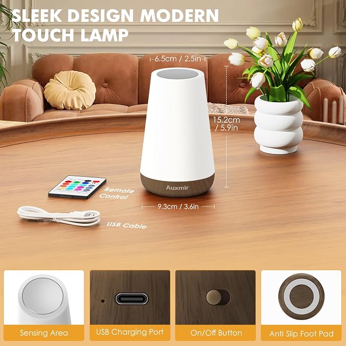 Auxmir Night Light, Dimmable Touch Lamp - Image 8