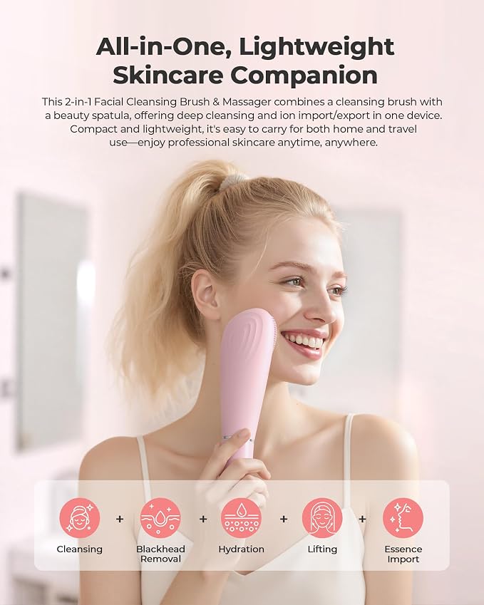 Facial Cleansing Brush & Massager, 2 in 1 Facial Skin Scrubber Waterproof and - Image 7