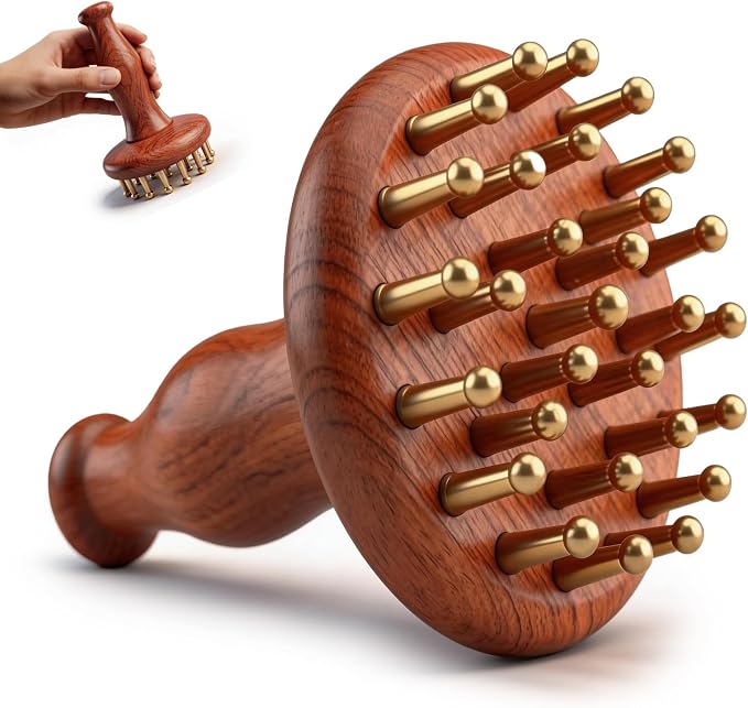 29-Teeth Copper Gua Sha Massage Comb, Meridian Massage Brush by Unknown