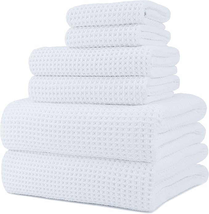 POLYTE 430 GSM Microfiber Quick Dry Lint Free Oversize Bath Towel Set, 6 Piece by Polyte