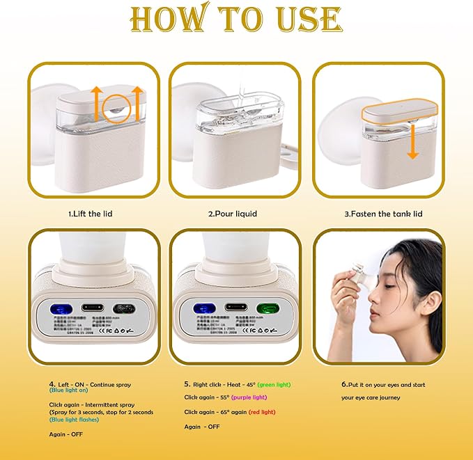 Johncase Relief Dry Eyes Spray Eye Heated Nano Mist Sprayer Portable Warm - Image 7