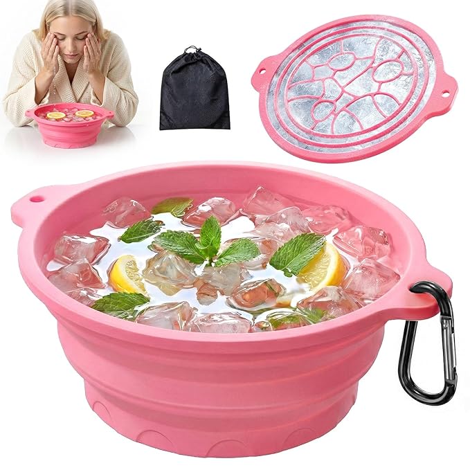 Face Ice Bath Bowl with Built-in Ice Tray, Collapsible Silicone Face Bowl by Dtuoen