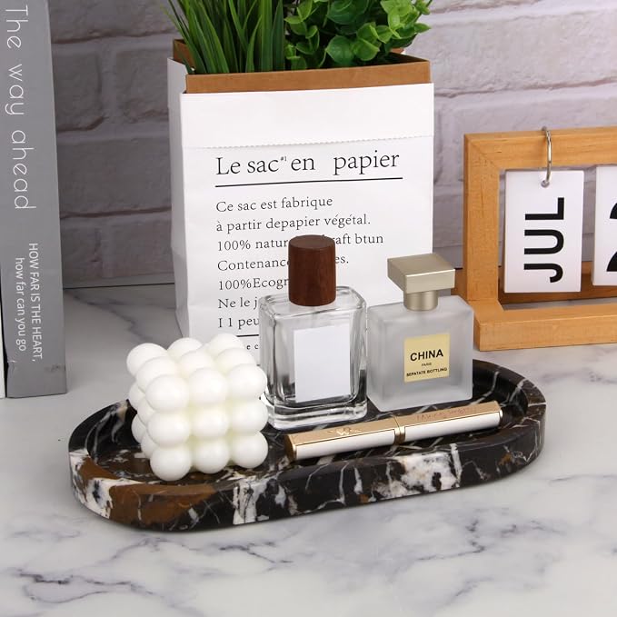 Natural Marble Tray Oval, Bathroom Vanity Tray - Image 6