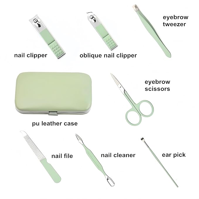 QURIPE 7pcs Manicure Set, Nail Clippers Kit, Stainless Steel Manicure Kit - Image 3