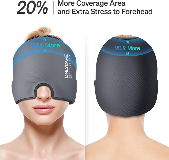 ONLYCARE Migraine Relief Cap, Soothing Migraine Mask, Upgraded Odorless Gel Ice - Image 4