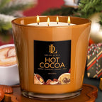 Large Candle Hot Cocoa Scented, 4 Wick Natural Soy Candles by DLDREAMYDEWLA