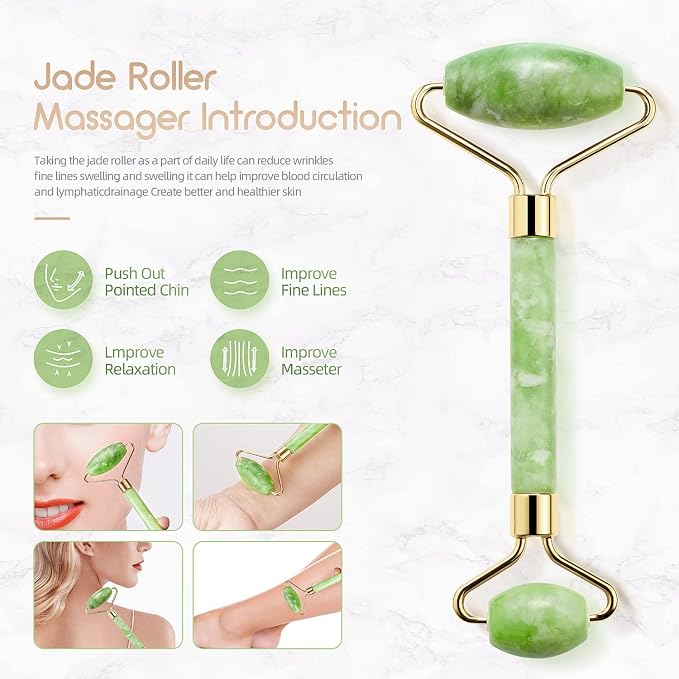 AECW Natural Jade Roller for Face Eyes Tool Jade Facial Roller Noiseless Facial - Image 4
