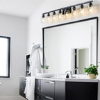 8 Light Bathroom Vanity Lights Over Mirror, 52inch Black Vanity Lights Fixtures - Image 7