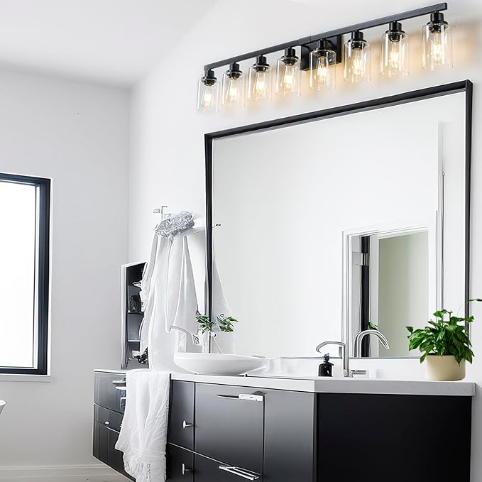 8 Light Bathroom Vanity Lights Over Mirror, 52inch Black Vanity Lights Fixtures - Image 7