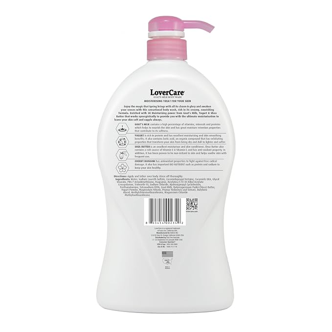 LoverCare Goat's Milk Cherry Blossom Moisturizing Body Wash 40.7 Fl.Oz - Image 3
