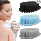 3 Pack Silicone Body Scrubber, Exfoliating Body Scrubber Fit by PQRUU