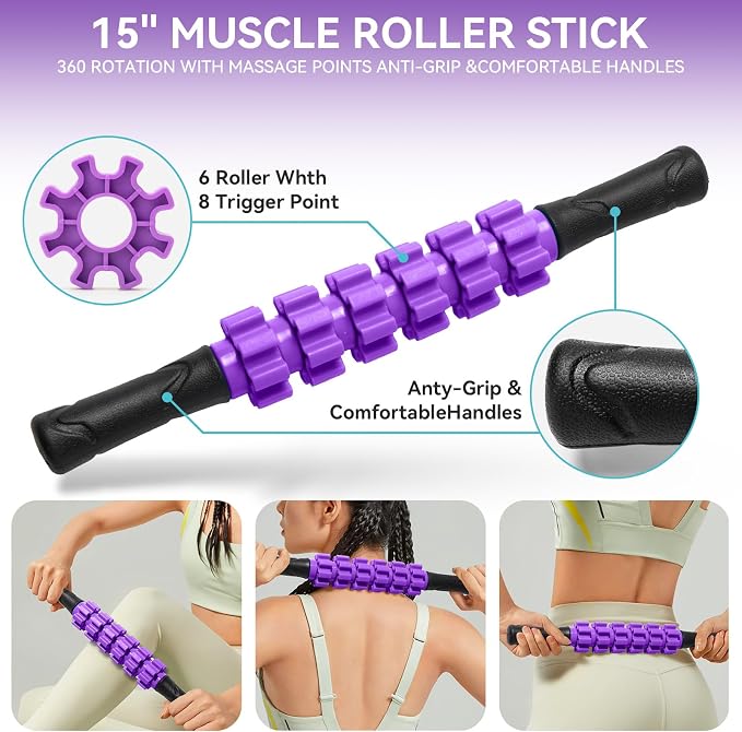 Krightlink 5 in1 Foam Roller Set, High Density Deep Tissue Massager - Image 3