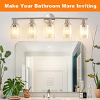 DLLT 5-Light Bathroom Light Fixtures: Nickel Modern Vanity Lights - Image 2
