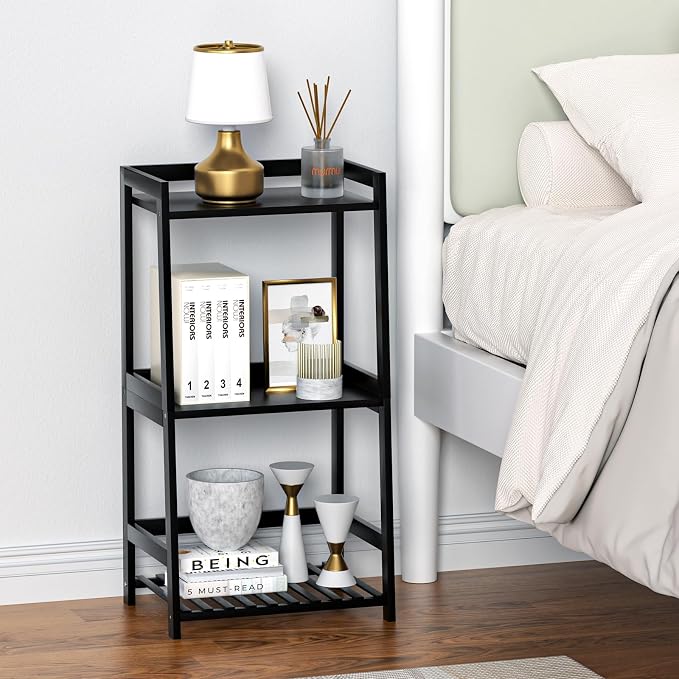 POXAKA 3 Tier Bamboo Bathroom Shelves, Ladder Shelf - Image 5