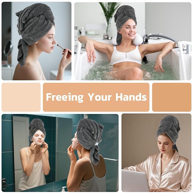 SUNLAND Microfiber Hair Towels Anti Frizz Hair Drying Towel Super Absorbent - Image 7